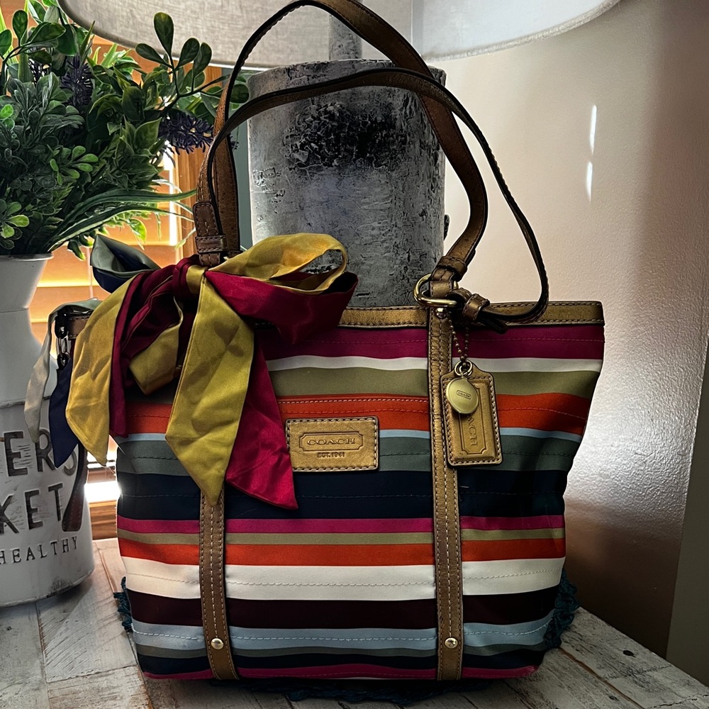Coach Legacy Striped  Multi Colored 2008 Tote Bag/Shoulder/Purse